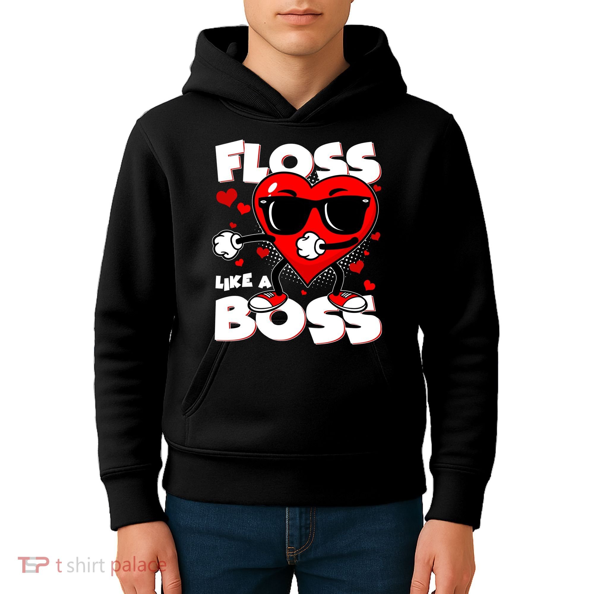 Valentine Floss Like A Boss Heart Kids Hoodie