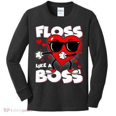 Valentine Floss Like A Boss Heart Kids Long Sleeve Shirt