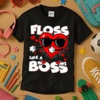 Valentine Floss Like A Boss Heart Kids T-Shirt thumb 3