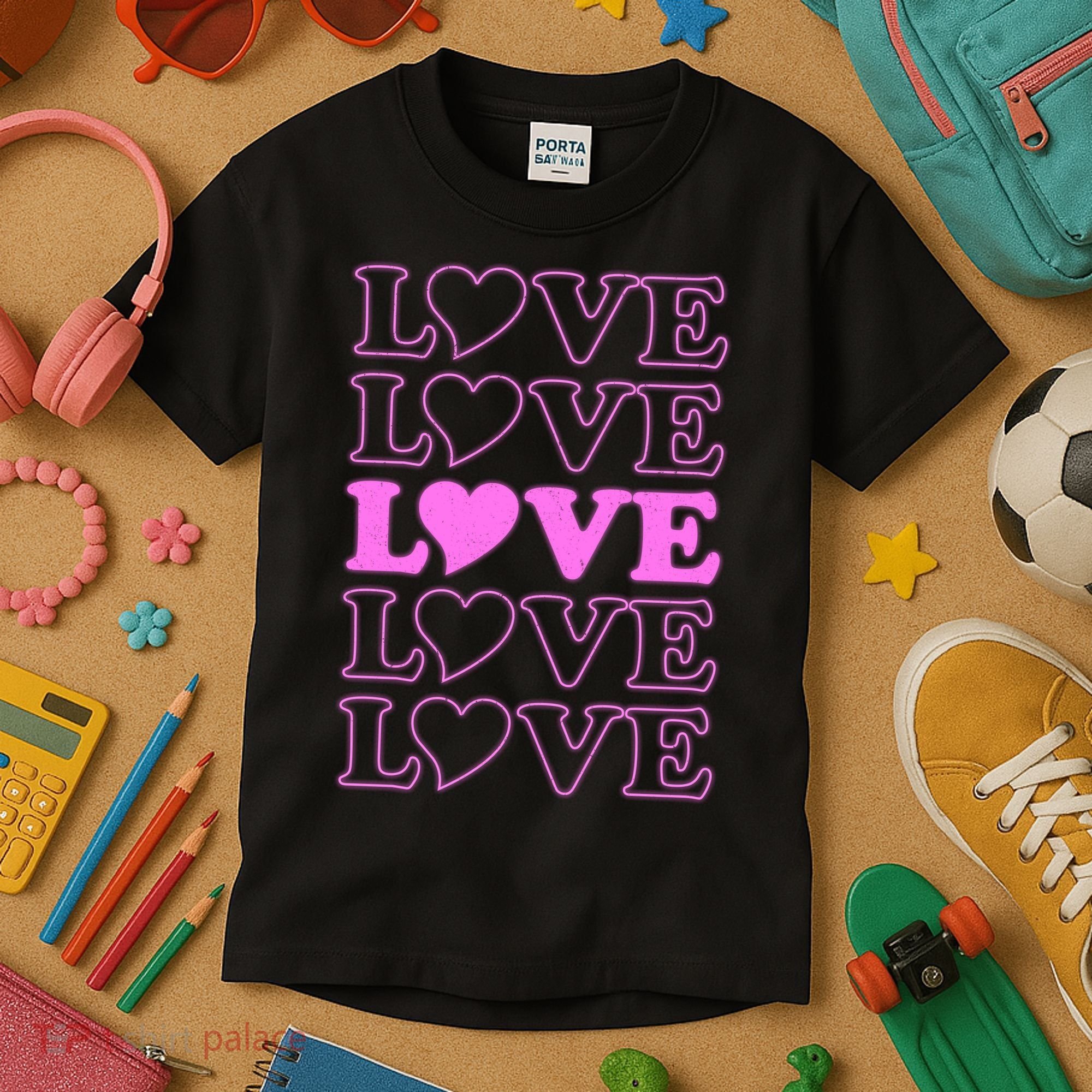 Valentine Love Pattern Kids T-Shirt
