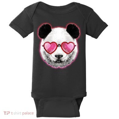 Valentine Panda Love Shades Baby Bodysuit