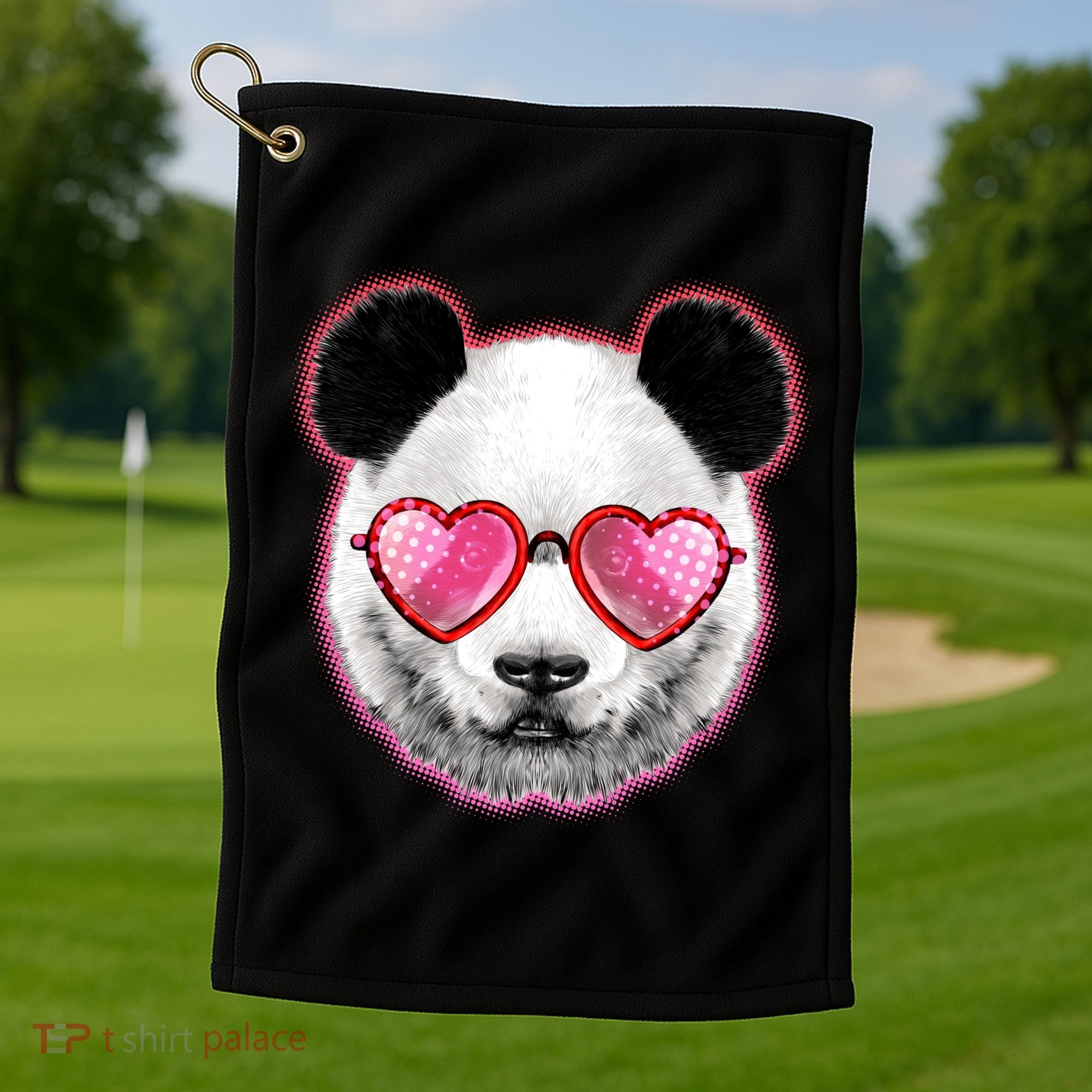 Valentine Panda Love Shades Golf Towel
