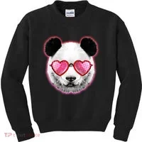 Valentine Panda Love Shades Kids Sweatshirt thumb 0