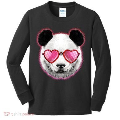 Valentine Panda Love Shades Kids Long Sleeve Shirt