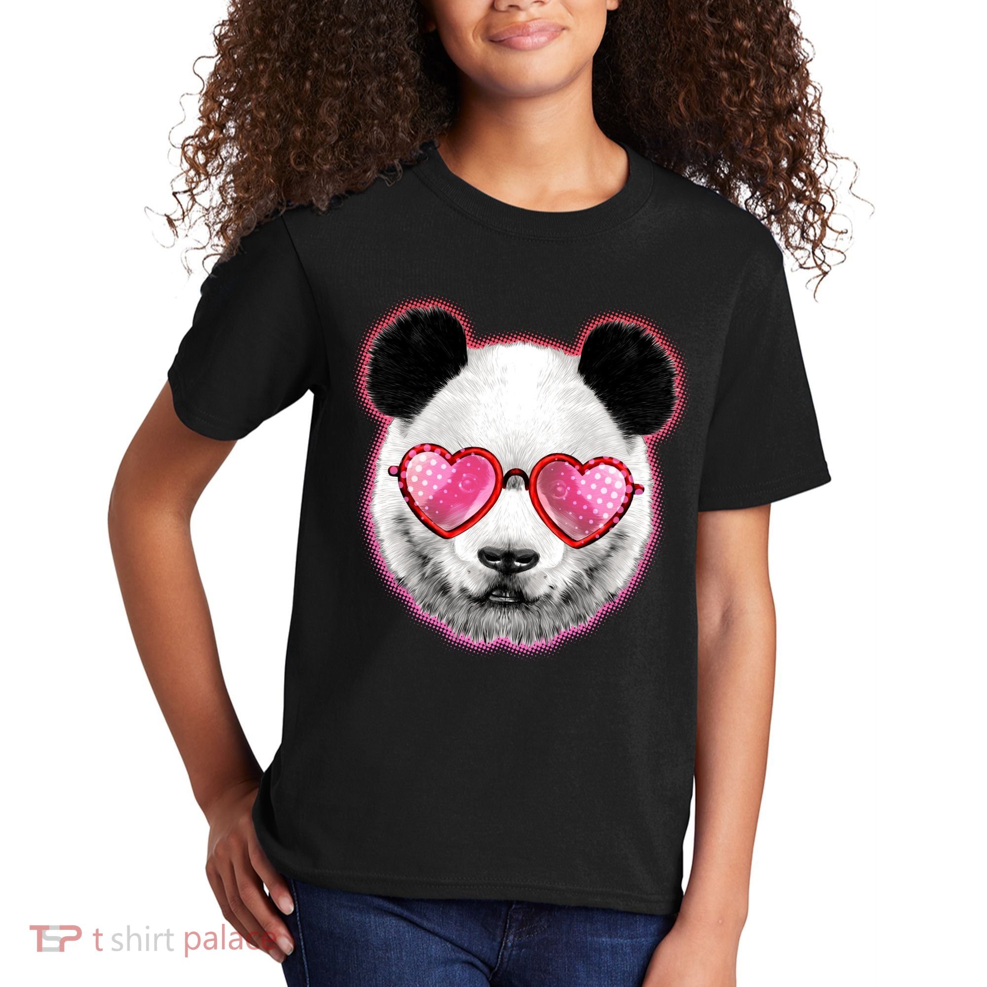 Valentine Panda Love Shades Kids T-Shirt
