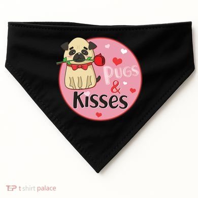 Valentine Pug And Kisses USA-Made Doggie Bandana