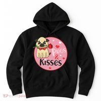 Valentine Pug And Kisses Hoodie thumb 0