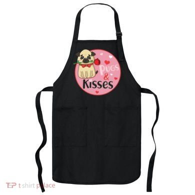 Valentine Pug And Kisses Apron