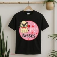Valentine Pug And Kisses T-Shirt thumb 2