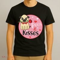 Valentine Pug And Kisses T-Shirt thumb 3