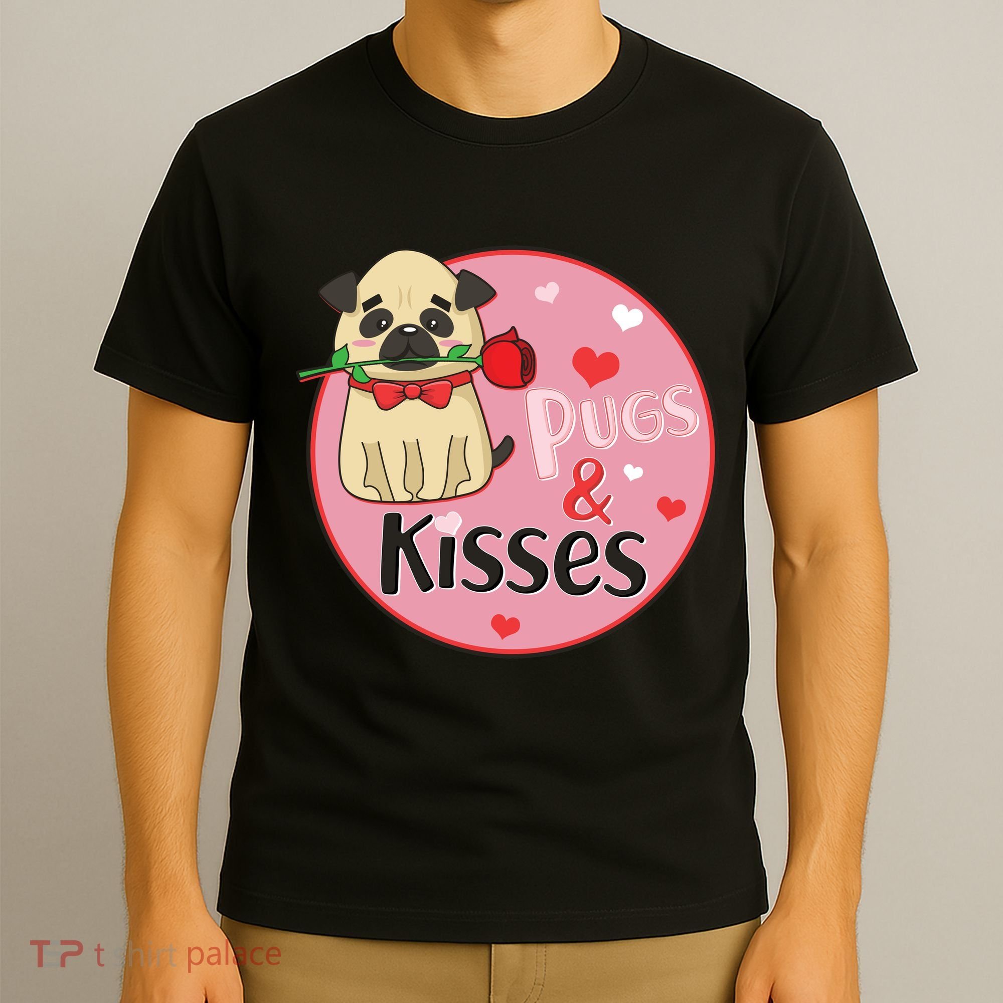 Valentine Pug And Kisses T-Shirt