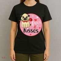 Valentine Pug And Kisses T-Shirt thumb 4