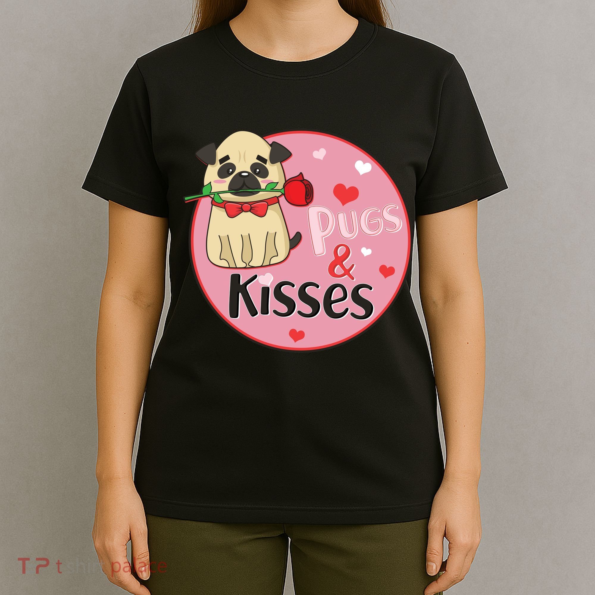 Valentine Pug And Kisses T-Shirt