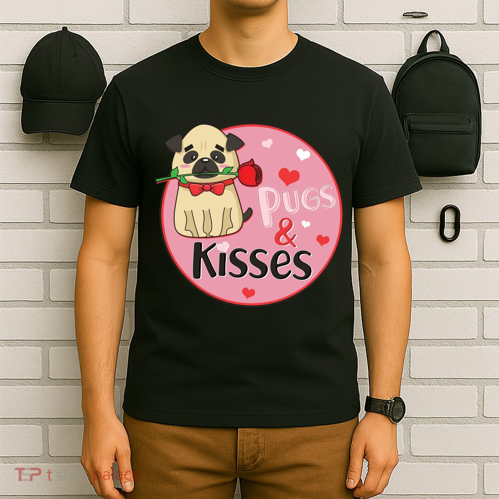 Valentine Pug And Kisses T-Shirt
