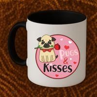 Valentine Pug And Kisses Coffee Mug thumb 2