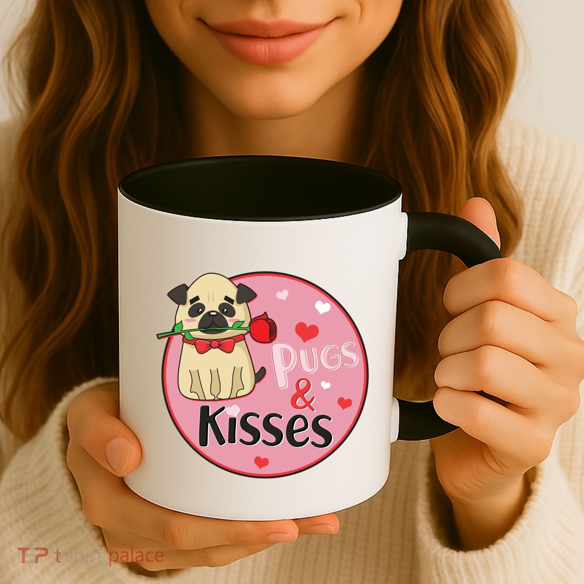 Valentine Pug And Kisses Coffee Mug