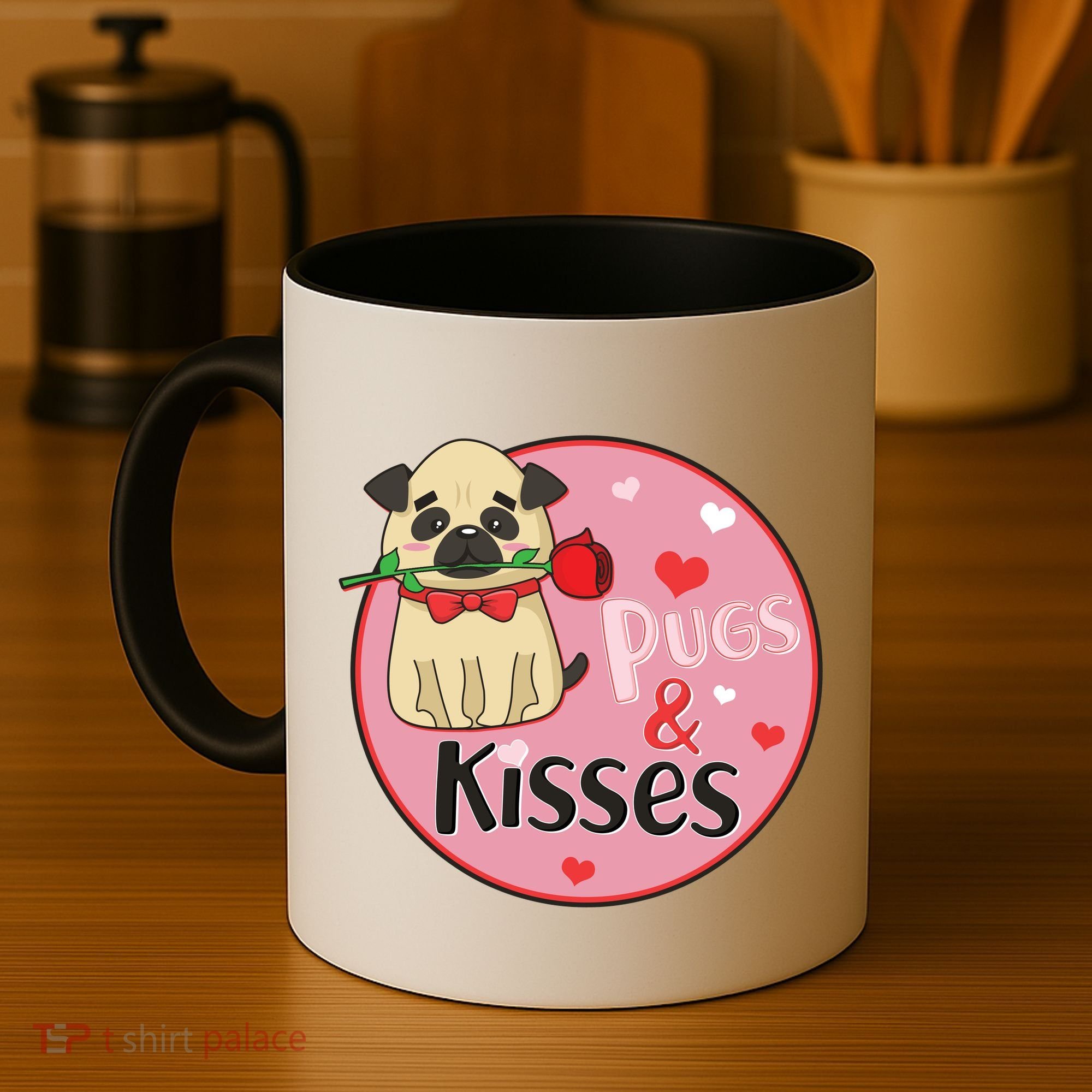 Valentine Pug And Kisses Coffee Mug