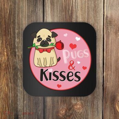 Valentine Pug And Kisses Coaster