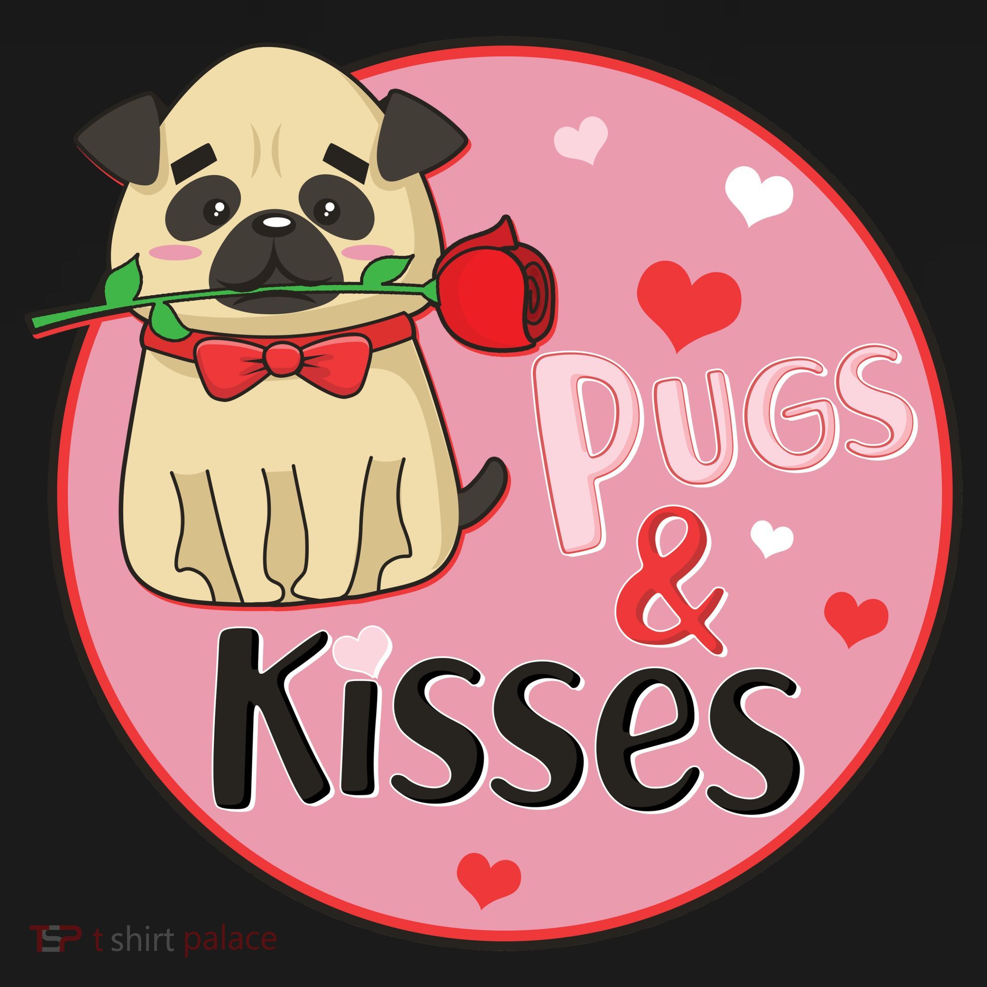 Valentine Pug And Kisses Women's Hoodie