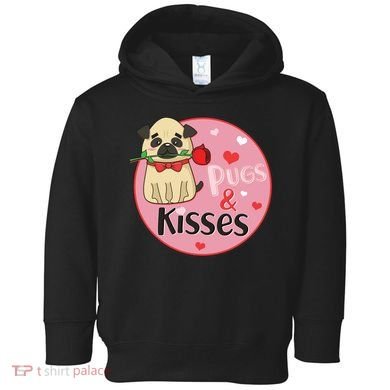 Valentine Pug And Kisses Toddler Hoodie