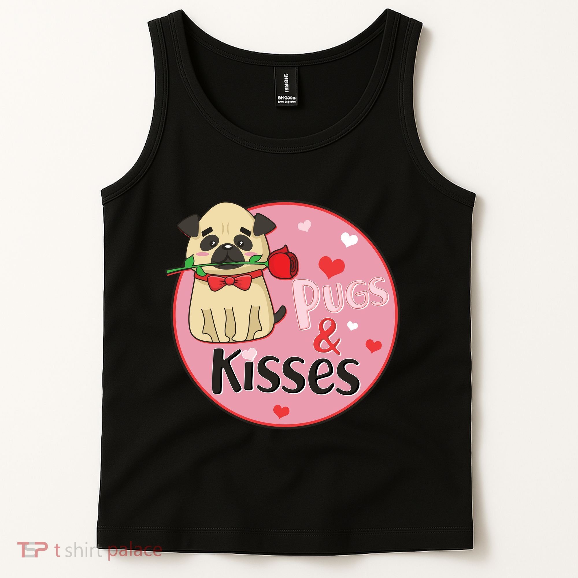 Valentine Pug And Kisses Tank Top