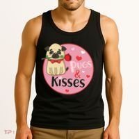 Valentine Pug And Kisses Tank Top thumb 3