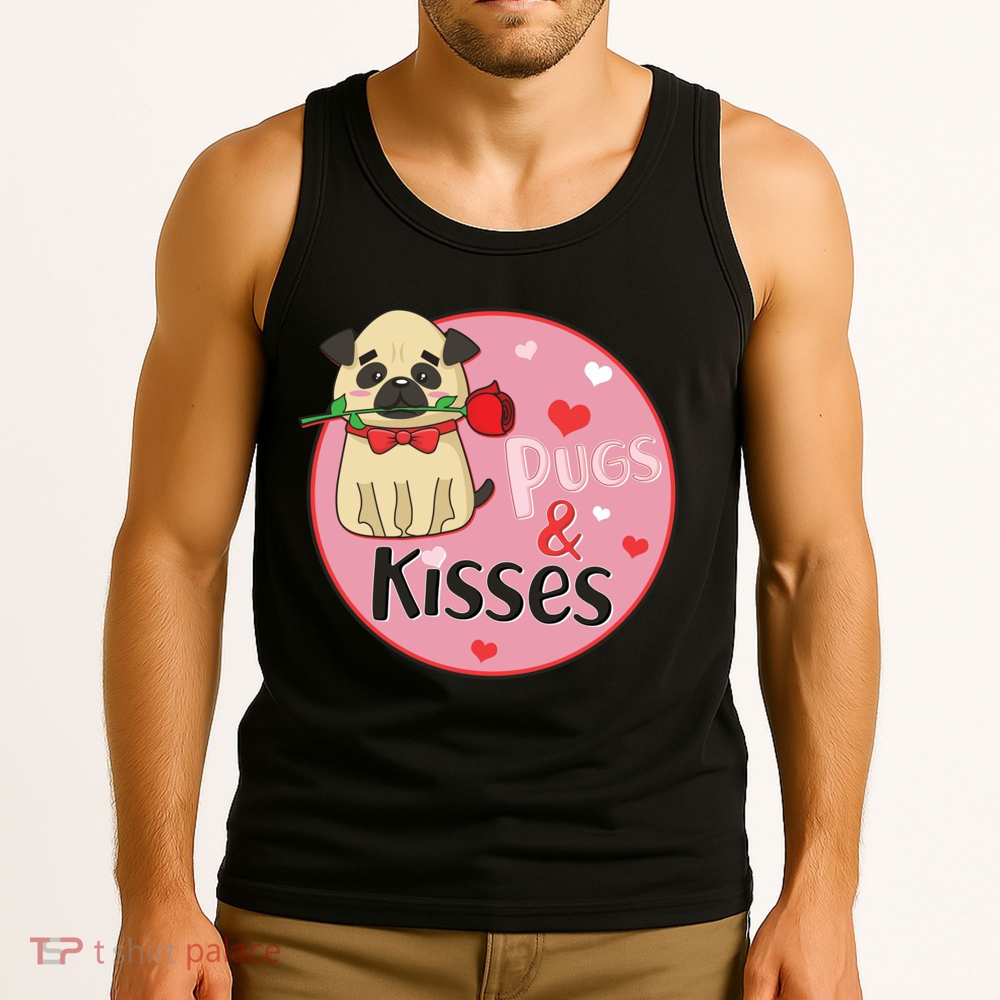 Valentine Pug And Kisses Tank Top