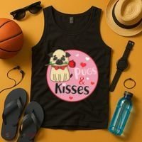 Valentine Pug And Kisses Tank Top thumb 4