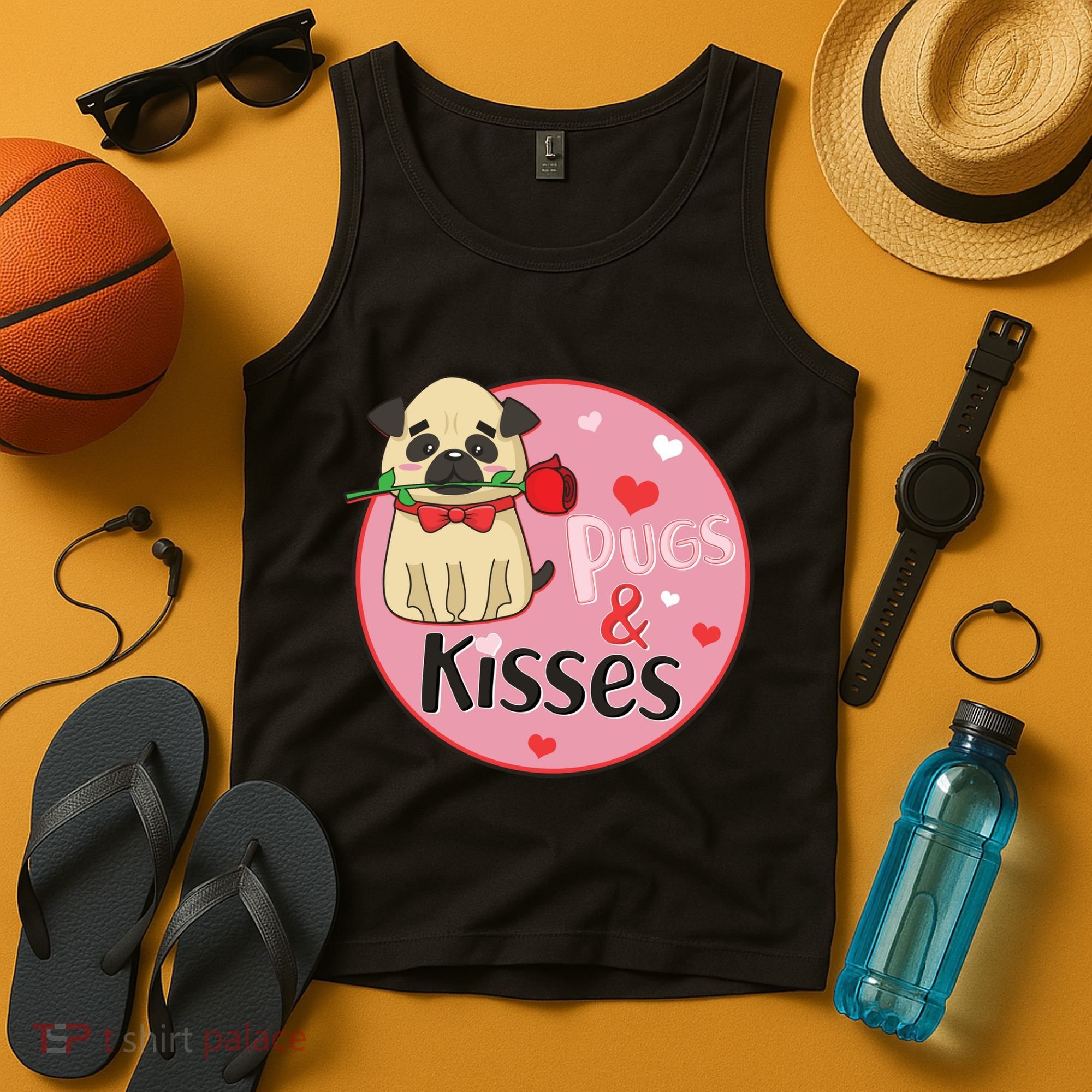Valentine Pug And Kisses Tank Top