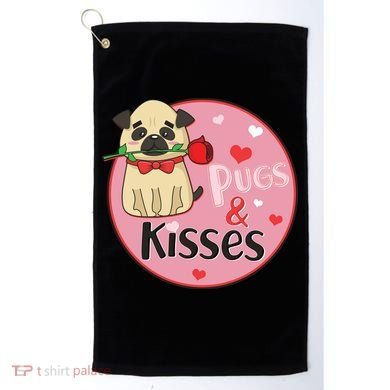 Valentine Pug And Kisses Golf Towel