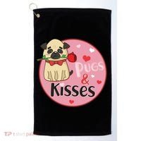 Valentine Pug And Kisses Golf Towel thumb 0