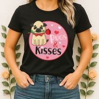 Valentine Pug And Kisses Women's T-Shirt thumb 2