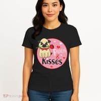 Valentine Pug And Kisses Women's T-Shirt thumb 4