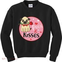 Valentine Pug And Kisses Kids Sweatshirt thumb 0