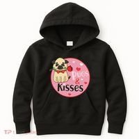 Valentine Pug And Kisses Kids Hoodie thumb 0