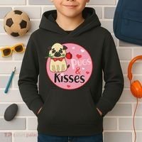 Valentine Pug And Kisses Kids Hoodie thumb 2