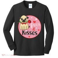 Valentine Pug And Kisses Kids Long Sleeve Shirt thumb 0