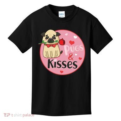 Valentine Pug And Kisses Kids T-Shirt