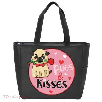 Valentine Pug And Kisses Tote Bag
