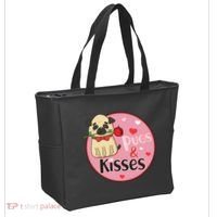 Valentine Pug And Kisses Tote Bag thumb 2