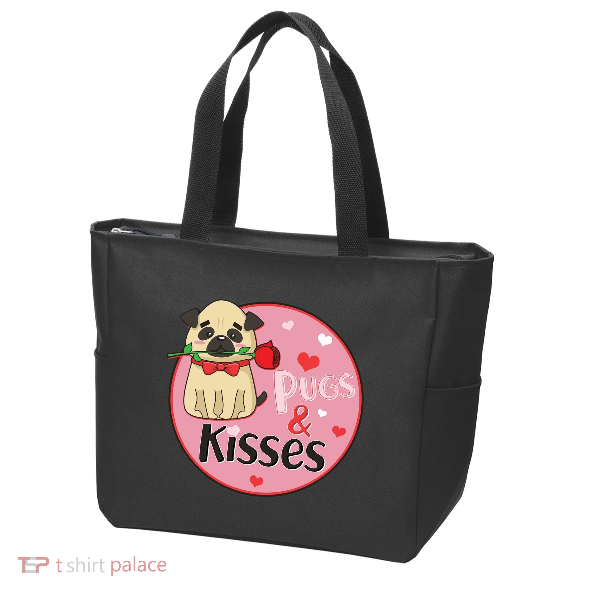 Valentine Pug And Kisses Tote Bag