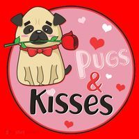 Valentine Pug And Kisses Santa Hat thumb 1