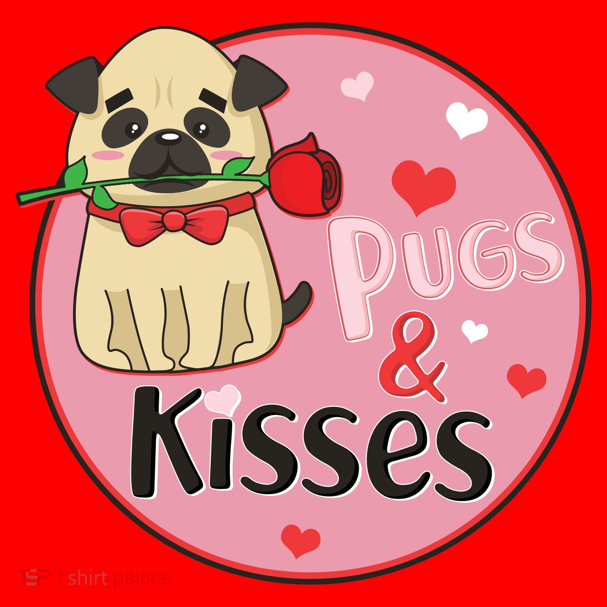 Valentine Pug And Kisses Santa Hat