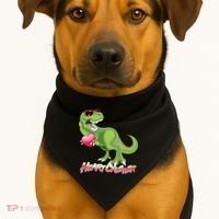 Valentine T-Rex Heart Crusher USA-Made Doggie Bandana thumb 1