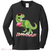 Valentine T-Rex Heart Crusher Kids Long Sleeve Shirt thumb 0