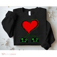Valentine Video Game Controllers Heart Sweatshirt thumb 2