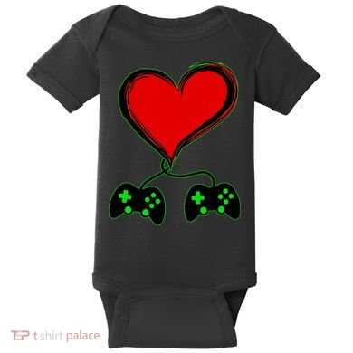 Valentine Video Game Controllers Heart Baby Bodysuit