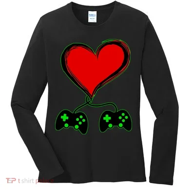Valentine Video Game Controllers Heart Women's Long Sleeve Shirt