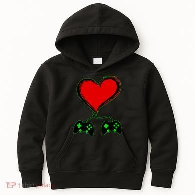 Valentine Video Game Controllers Heart Kids Hoodie