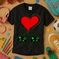 Valentine Video Game Controllers Heart Kids T-Shirt thumb 3